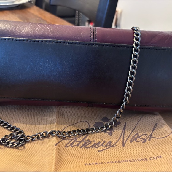 New Patricia Nash Mia Merlot Leather kisslock purse Hombre color. 14 by 71/2 - Picture 4 of 7